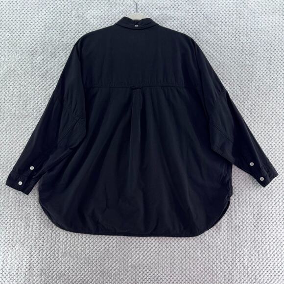 American Eagle Top Womens S Black Button Front Shirt Oversize Fit Long Sleeve - Picture 6 of 12